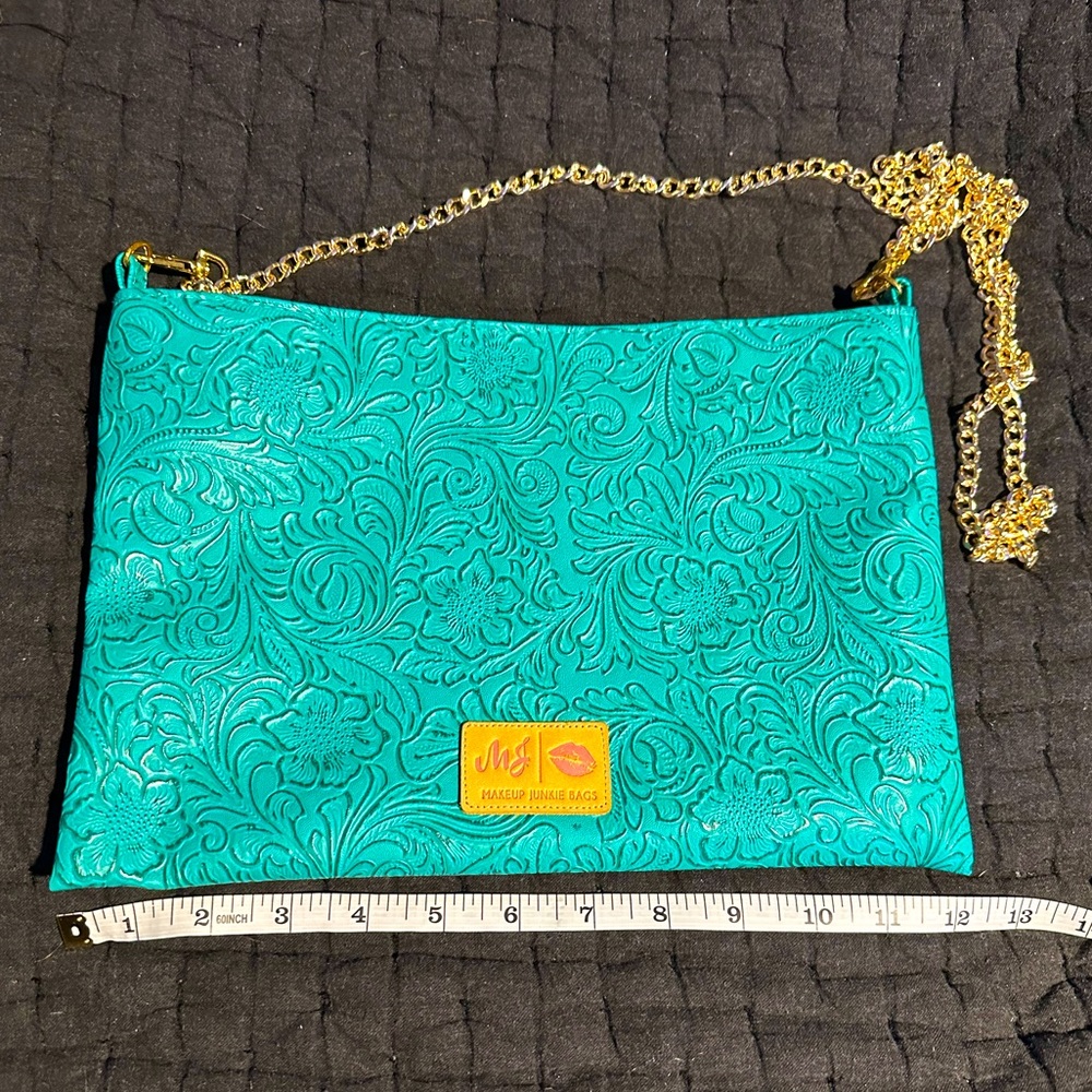 Makeup Junkie tooled turquoise purse